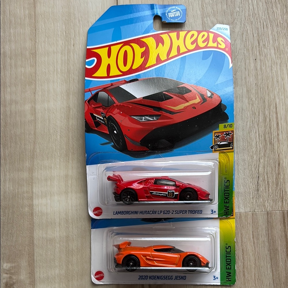 Hot wheels super cars Exotics Red Lamborghini and Orange Jesko Car Set